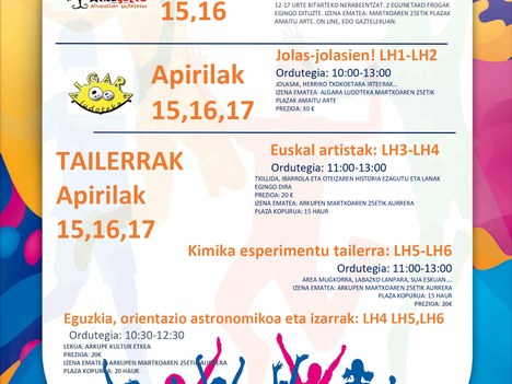 Actividades dirigidas a la población infantil y adolescente de Aretxabaleta para Semana Santa