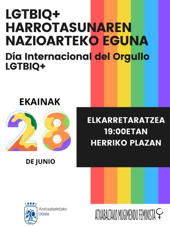 Aretxabaleta se suma hoy al Día Internacional del Orgullo LGTBIQ+ con una concentración