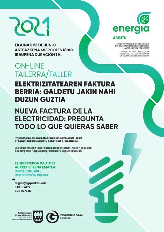 Taller on-line sobre la nueva factura de la electricidad