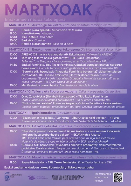 Diversas actividades con motivo del 8 de marzo en Aretxabaleta, Día Internacional de las Mujeres