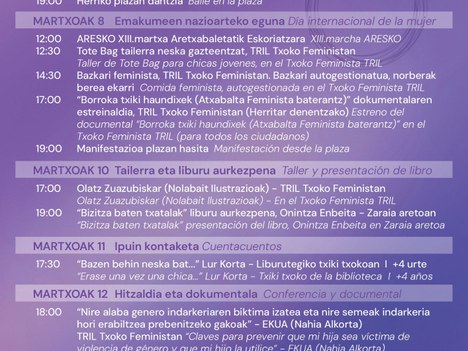 Diversas actividades con motivo del 8 de marzo en Aretxabaleta, Día Internacional de las Mujeres