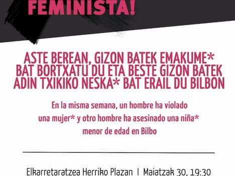 El Ayuntamiento de Aretxabaleta condena el asesinato machista en Bilbo