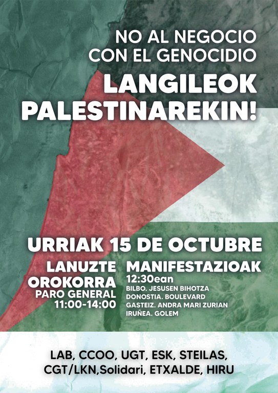 El Ayuntamiento de Aretxabaleta se suma a los paros parciales a favor de Palestina