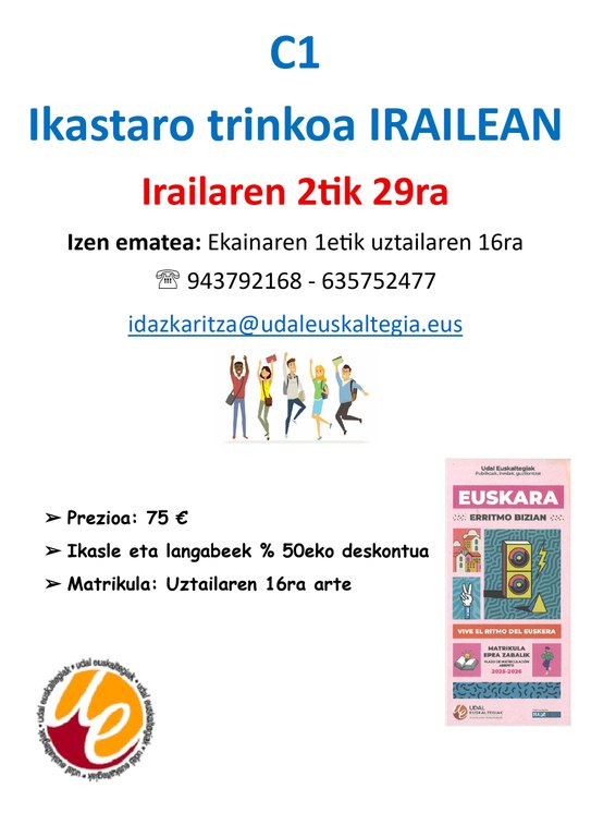 En septiembre se organizará un curso intensivo para preparar el examen de nivel C1 de euskera