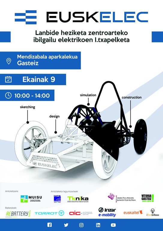 Exhibición en la plaza del vehículo eléctrico creado por Aretxabaleta Lanbide Eskola