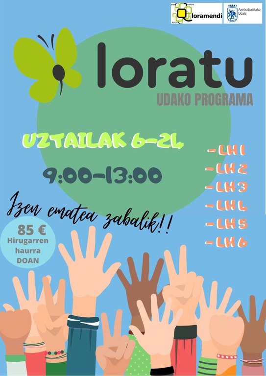 ‘Loratu’, un programa de verano que responderá a las necesidades derivadas de la falta de colonias