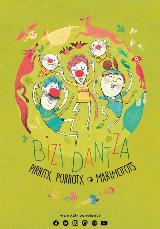 Pirritx, Porrotx eta Marimotots presentarán su trabajo ‘Bizi Dantza’ el 17 de julio en el polideportivo