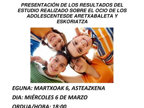 Presentación de los resultados sobre el estudio del ocio y la adolescencia en Aretxabaleta y Eskoriatza