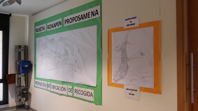 Propuesta de ubicación de los postes para la recogida de residuos en Aretxabaleta