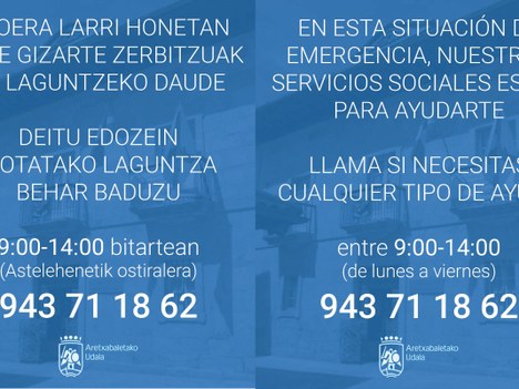 Servicio de ayuda del Departamento de Bienestar Social del Ayuntamiento