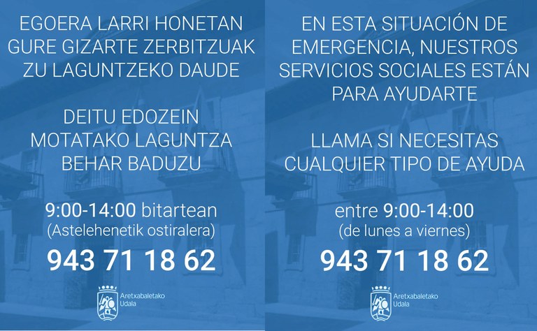 Servicio de ayuda del Departamento de Bienestar Social del Ayuntamiento