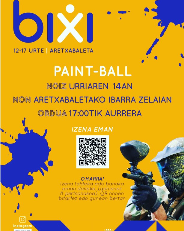 12-17 urte bitartekoentzat paintball saioa ostiral honetan