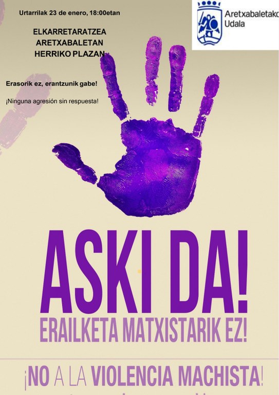 Aizarnazabalen gertatutako hilketa matxista gaitzesteko elkarretaratzea, bihar