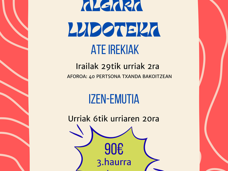 Algara Ludotekak ate irekiak egingo ditu datorren astean
