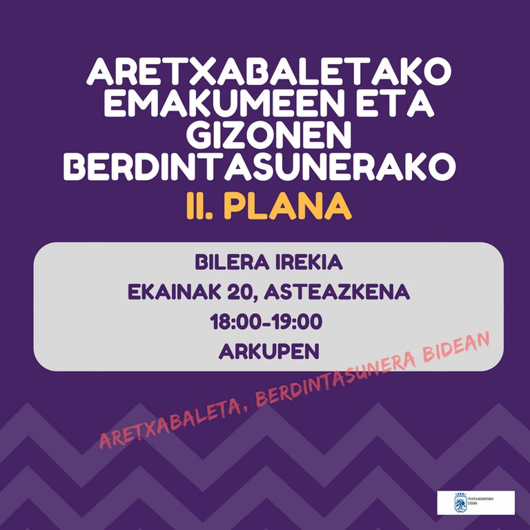 Aretxabaletako emakumeen eta gizonen berdintasunerako II. plana