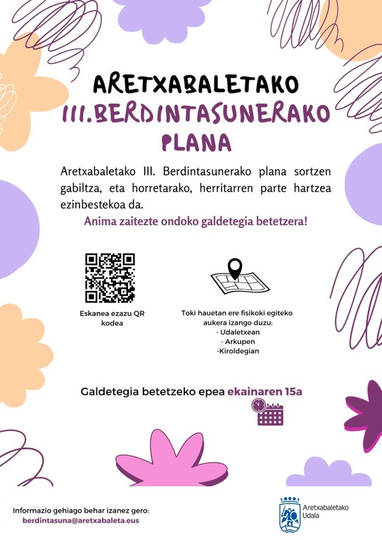 ARETXABALETAKO UDALA BERDINTASUNERAKO III. PLANA SORTZEN ARI DA