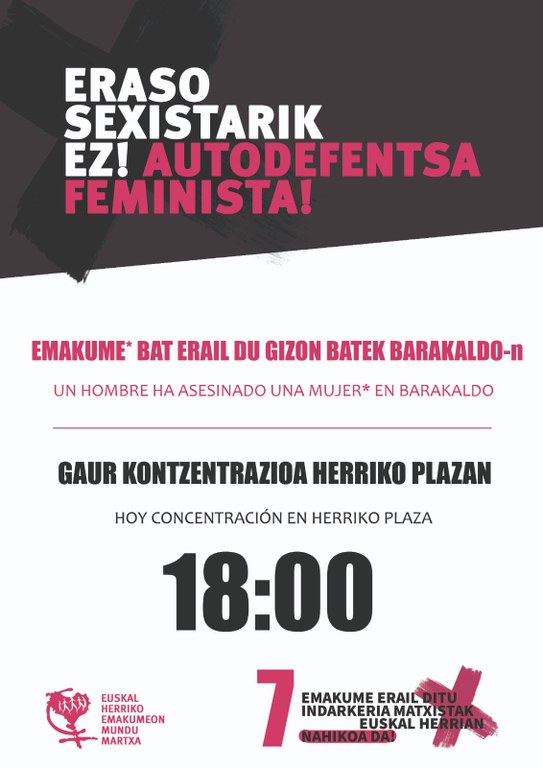 Aretxabaletako Udalak Barakaldon gertatutako erailketa matxista gaitzesten du