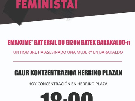 Aretxabaletako Udalak Barakaldon gertatutako erailketa matxista gaitzesten du