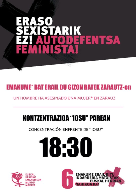 Aretxabaletako Udalak Zarautzen urriaren 15an egon zen erailketa matxista gaitzesten du