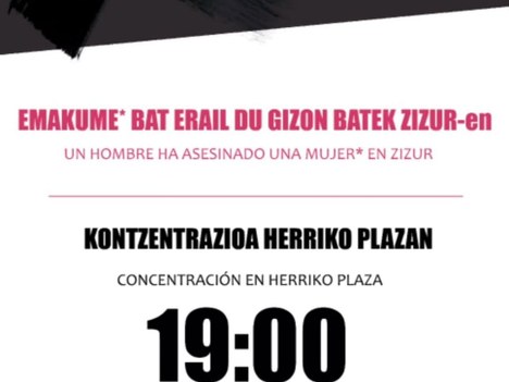 Aretxabaletako Udalak Zizur Nagusian eman zen erailketa matxista gaitzesten du