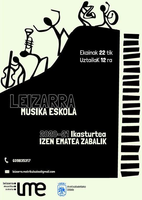 Leizarra Musika Eskola 2020-21 ikasturteko matrikula epea zabalik