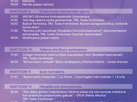 Martxoaren 8a, Emakumeen Nazioarteko Eguna, aldarrikatzeko hainbat aukera Aretxabaletan
