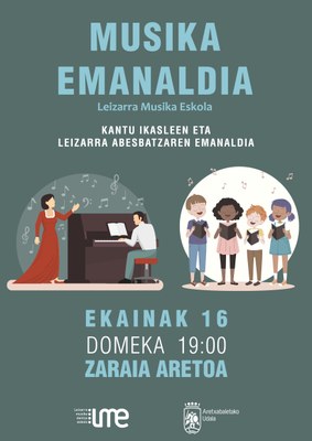 LEIZARRA MUSIKA ESKOLAKO KANTU IKASLEEN ETA LEIZARRA ABESBATZAREN KONTZERTUA